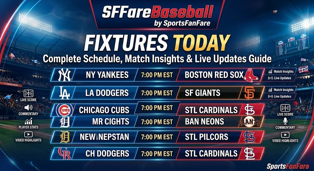 fixtures today sffarebaseball by sportsfanfare