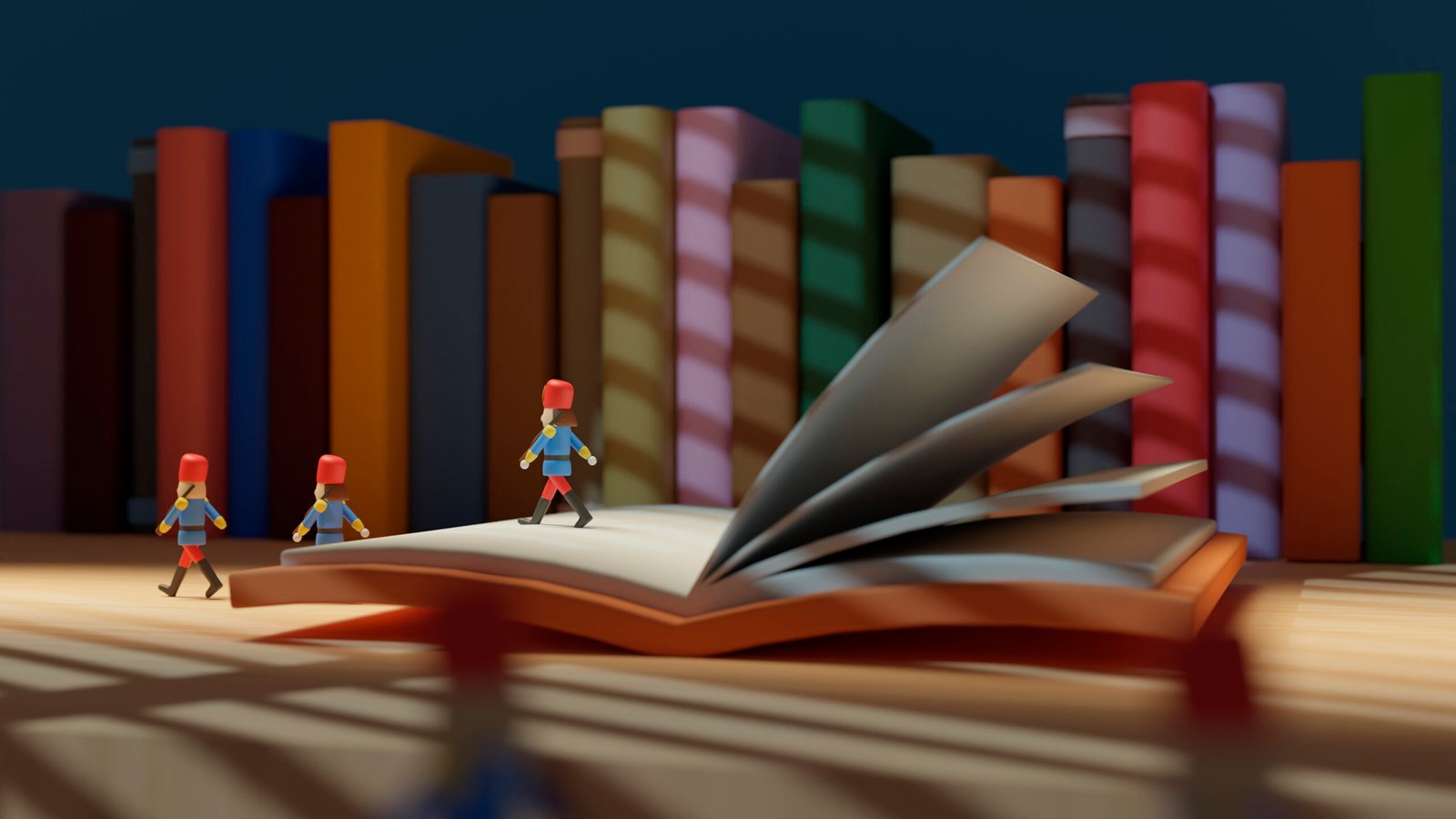 open book with character arrangement
